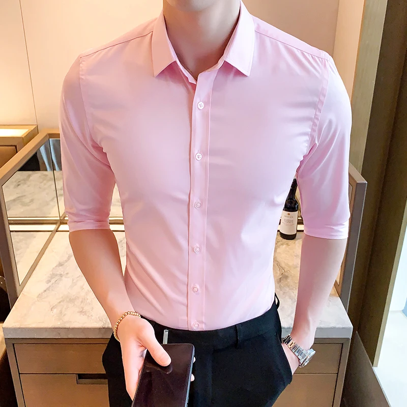 short Sleeve Business Affairs Leisure Time dress Shirt men Man Elastic Force Self-cultivation Handsome In camisa
short Sleeve Business Affairs Leisure Time dress Shirt men Man Elastic Force Self-cultivation Handsome In camisa