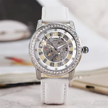 Luxury Elegant Crystals Automatic Mechanical Women's Wrist Watch Dress White Skeleton Genuine Leather Clock Top Gift reloj
Luxury Elegant Crystals Automatic Mechanical Women's Wrist Watch Dress White Skeleton Genuine Leather Clock Top Gift reloj