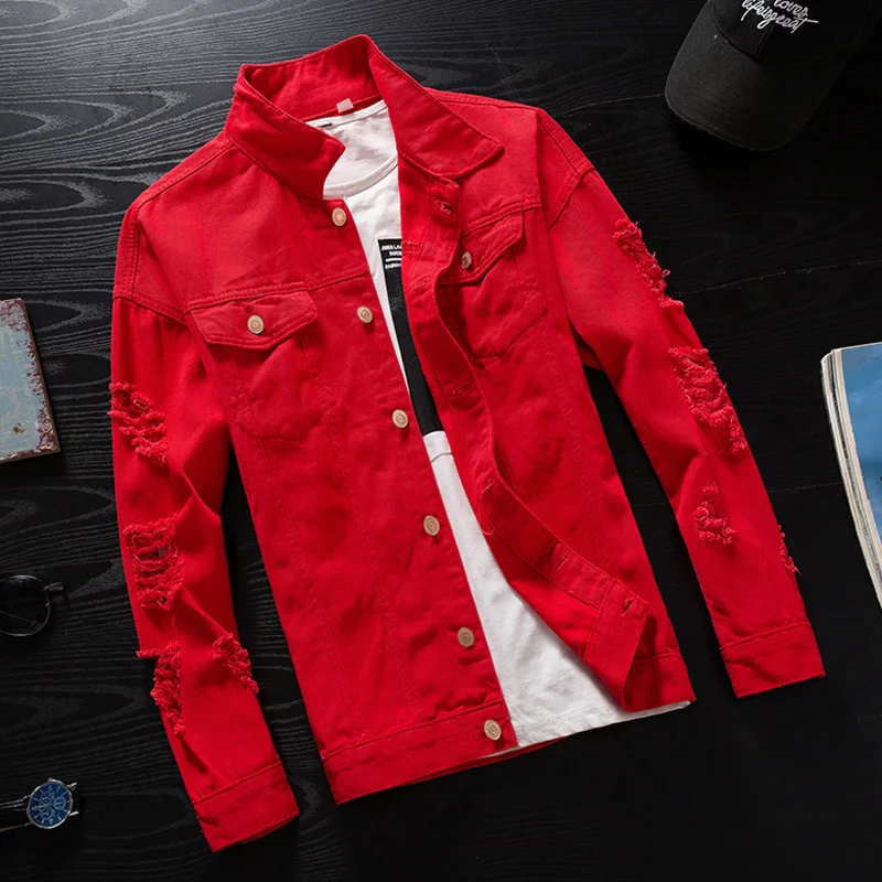 #3409 Spring 2019 Pink Red Black Hip Hop Denim Jacket Men Windbreaker Streetwear Ripped Jeans Jacket Homme Casual Bomber Jacket
#3409 Spring 2019 Pink Red Black Hip Hop Denim Jacket Men Windbreaker Streetwear Ripped Jeans Jacket Homme Casual Bomber Jacket