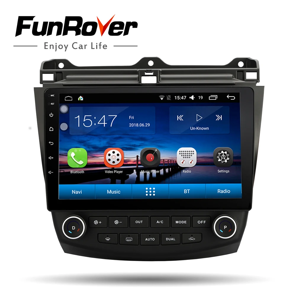 

FUNROVER IPS+2.5D Android 9.0 car dvd stereo 10.1 inch Audio Radio player for Honda Accord 7 2003-2007 Navigation GPS head unit