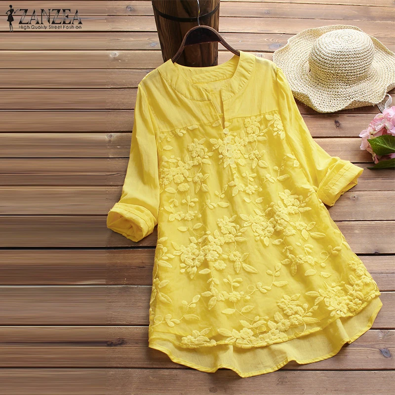 2019 ZANZEA Autumn Cotton Linen Tops Women Elegant V Neck Long Sleeve Party Shirt Casual Loose Vintage Embroidery Work OL Blouse
2019 ZANZEA Autumn Cotton Linen Tops Women Elegant V Neck Long Sleeve Party Shirt Casual Loose Vintage Embroidery Work OL Blouse