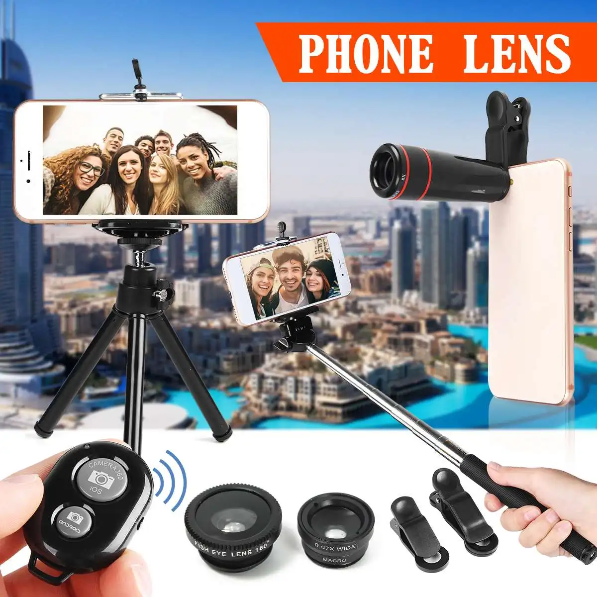All in 1 Accessories Phone Camera Lens Top Travel Kit Smart Phone Camera Len Telescope for iPhone for Samsung for HTC for HUAWEI
All in 1 Accessories Phone Camera Lens Top Travel Kit Smart Phone Camera Len Telescope for iPhone for Samsung for HTC for HUAWEI