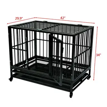 42" Heavy Duty Dog Cage Crate Kennel Metal Pet Playpen Portable With Tray Large Strong Metal Cage For Large Dogs Pets - US Stock 
42" Heavy Duty Dog Cage Crate Kennel Metal Pet Playpen Portable With Tray Large Strong Metal Cage For Large Dogs Pets - US Stock