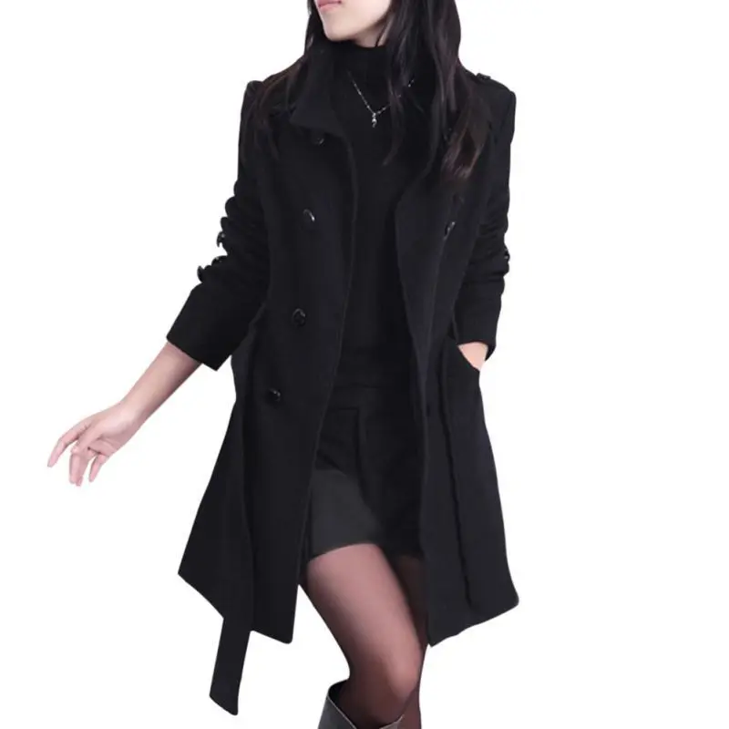 Women Coat Double-breasted Lapel Long Slim Warmer Wool Vintage Retro Ladies Outwear
Women Coat Double-breasted Lapel Long Slim Warmer Wool Vintage Retro Ladies Outwear
