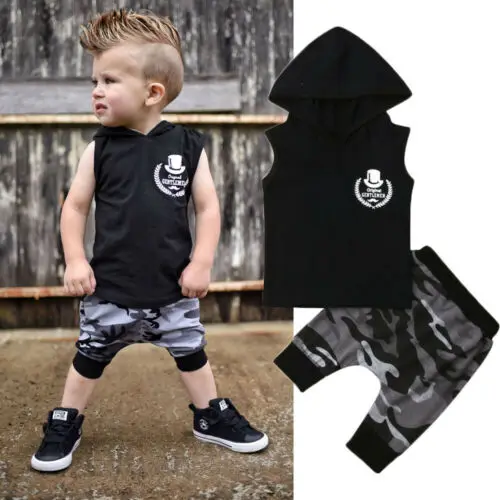 US Toddler Kids Baby Boy Summer Clothes Sleeveless Hooded T-shirt Tops+ Harem Pants 2Pieces Outfits Sets
US Toddler Kids Baby Boy Summer Clothes Sleeveless Hooded T-shirt Tops+ Harem Pants 2Pieces Outfits Sets