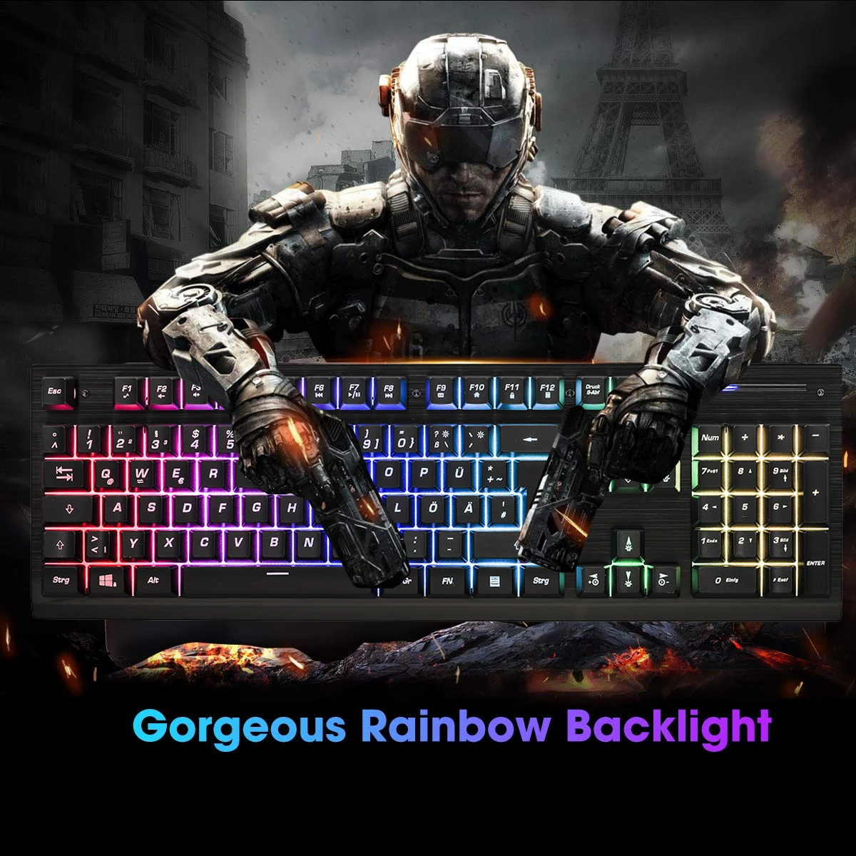 G081 Wired German French Language Gaming Keyboard Colorful Backlit Glowing Keyboard Similar Mechanical Keyboard For PC Gamer
G081 Wired German French Language Gaming Keyboard Colorful Backlit Glowing Keyboard Similar Mechanical Keyboard For PC Gamer