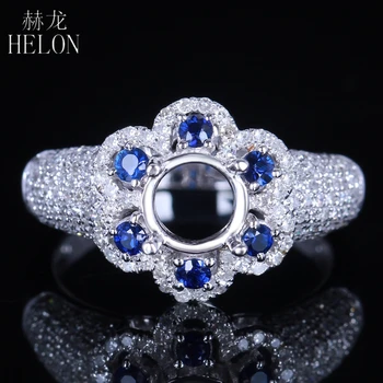 HELON Solid 10k 417 White Gold Jewelry 5.5-6.75mm Round Cut Semi Mount 0.9ct Natural Diamond & Sapphire Engagement Wedding Ring
HELON Solid 10k 417 White Gold Jewelry 5.5-6.75mm Round Cut Semi Mount 0.9ct Natural Diamond & Sapphire Engagement Wedding Ring