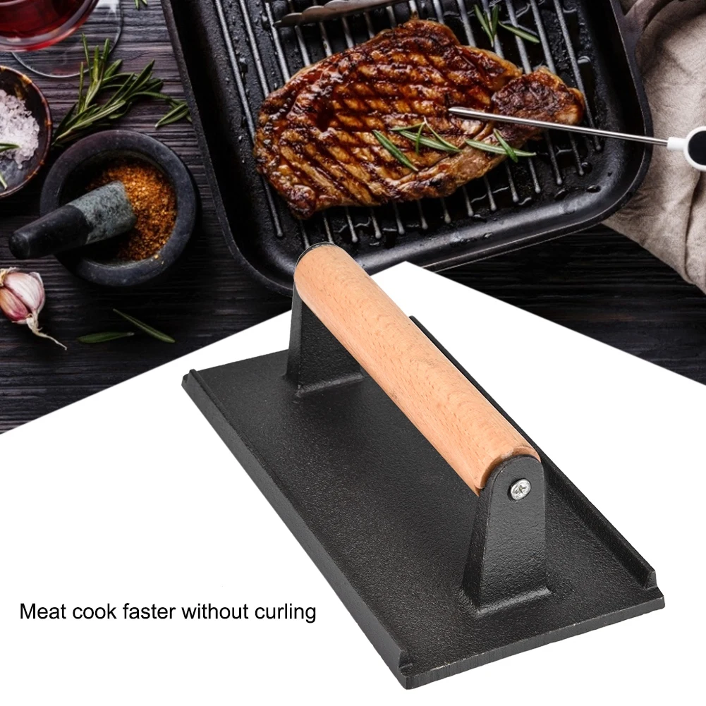 Newest Commercial Cast Iron Steak Weight Wooden Handle Bacon Grill Hamburger Press For BBQ Tools
Newest Commercial Cast Iron Steak Weight Wooden Handle Bacon Grill Hamburger Press For BBQ Tools