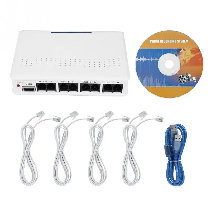 

U4 4-Channel Voice Activated USB Telephone Landline Recorder Monitor Phone Logger for Windors 7/XP/VISTA/2000/2003