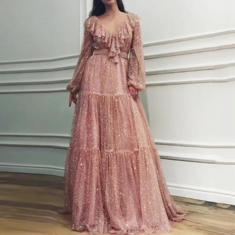 Woman Dress 2019 Summer Star Glitter Sequins Pink Ruffle Bell Sleeve Deep V Neck Party Boho to the Floor Maxi Dress Vestido
Woman Dress 2019 Summer Star Glitter Sequins Pink Ruffle Bell Sleeve Deep V Neck Party Boho to the Floor Maxi Dress Vestido