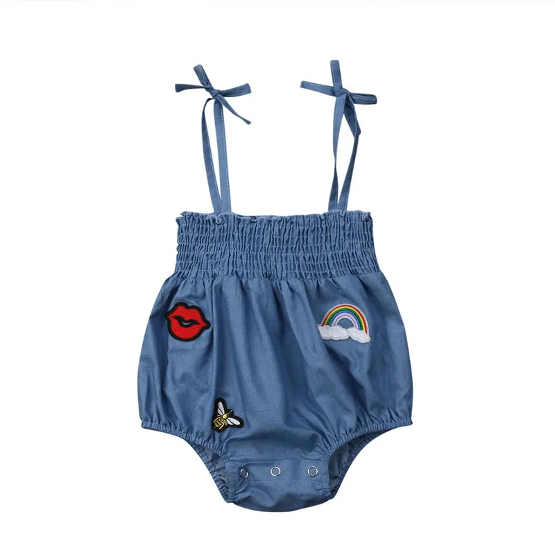Casual Newborn Baby Girls Denim Bodysuits Applique Sleeveless Strappy Jumpsuit Lace-up Sunsuits Baby Girl Summer Clothes 3-24M
Casual Newborn Baby Girls Denim Bodysuits Applique Sleeveless Strappy Jumpsuit Lace-up Sunsuits Baby Girl Summer Clothes 3-24M