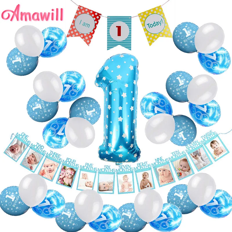 Amawill 1st Birthday Foil Balloons Latex Globos 12 Months Paper Banner I Am 1 Today Bunting Birthday Party Decorations Kids 8D
Amawill 1st Birthday Foil Balloons Latex Globos 12 Months Paper Banner I Am 1 Today Bunting Birthday Party Decorations Kids 8D