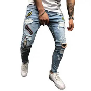 New arrival Men's Jeans Patchwork Spliced Ripped Denim Jeans Male Straight Slim Patch Beggar Hole Silm Pants Print jeans
New arrival Men's Jeans Patchwork Spliced Ripped Denim Jeans Male Straight Slim Patch Beggar Hole Silm Pants Print jeans