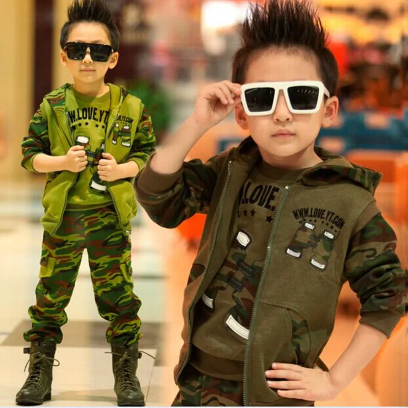 Boys 3 Pcs Camouflage Suit 2018 Spring New Clothes Children's Sportswear Uniforms Set Kids Vest Hooded Jacket + Tops + Pants X44
Boys 3 Pcs Camouflage Suit 2018 Spring New Clothes Children's Sportswear Uniforms Set Kids Vest Hooded Jacket + Tops + Pants X44