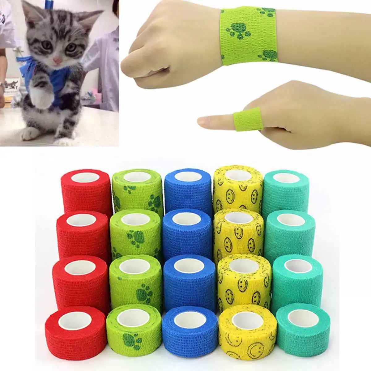 1 Roll 16 Colors Flexible Self Adherent Cohesive Pet Cat Bandage Medical Elastic Dog Bandage Vet Tape Wraps 4 Sizes Waterproof
1 Roll 16 Colors Flexible Self Adherent Cohesive Pet Cat Bandage Medical Elastic Dog Bandage Vet Tape Wraps 4 Sizes Waterproof