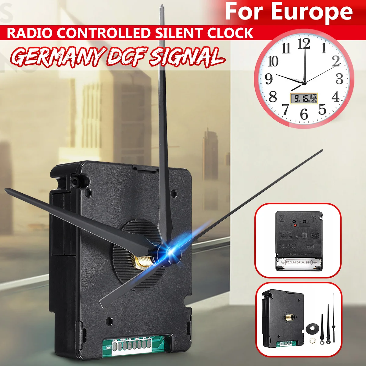 DIY Quartz Clock Silent Movement Replacement Hand Kits Signal Atomic Radio Receiver For Europe
DIY Quartz Clock Silent Movement Replacement Hand Kits Signal Atomic Radio Receiver For Europe