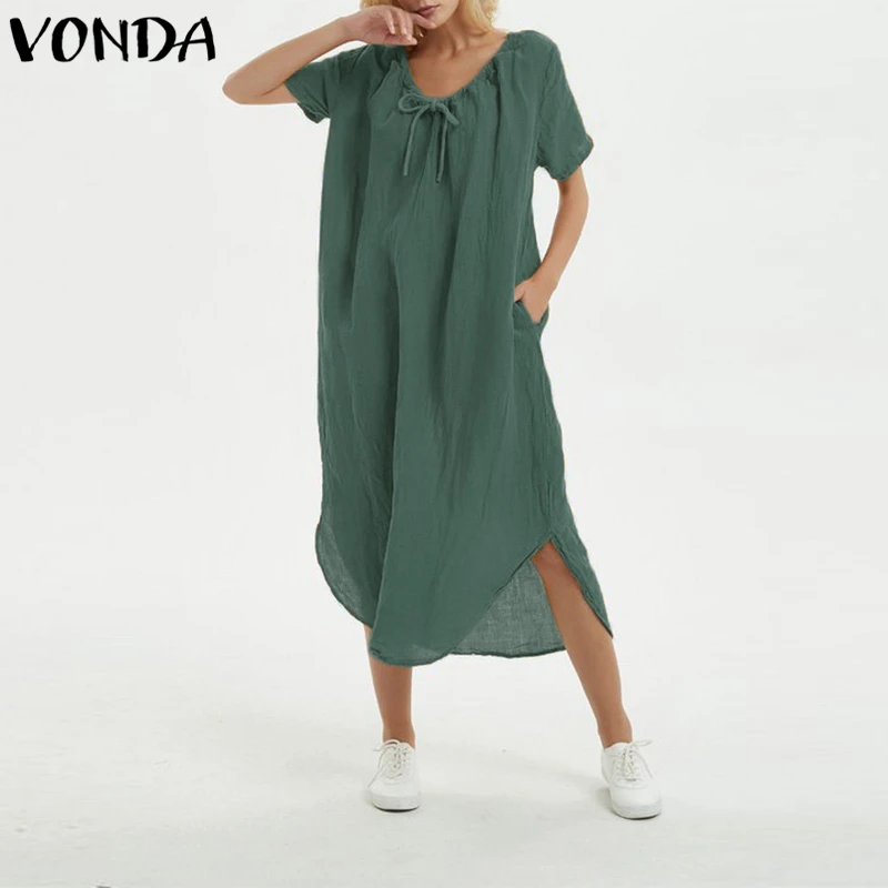 VONDA Women Bohemian Dress 2019 Summer Vintage Casual Loose O Neck Short Sleeve Split Hem Solid Dresses Plus Size Vestidos 5XL
VONDA Women Bohemian Dress 2019 Summer Vintage Casual Loose O Neck Short Sleeve Split Hem Solid Dresses Plus Size Vestidos 5XL