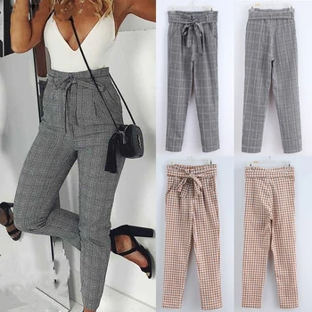 Spring Newly Women Casual Plaid Checked Sweatpants Lace up Slim High Waist Fashion Pants Ladies Trousers
Spring Newly Women Casual Plaid Checked Sweatpants Lace up Slim High Waist Fashion Pants Ladies Trousers