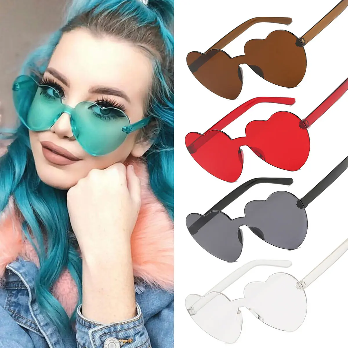 2019 New Fashion cute sexy retro Love Heart Rimless Sunglasses Women Luxury Sun glasses Eyewear Candy Color UV400
2019 New Fashion cute sexy retro Love Heart Rimless Sunglasses Women Luxury Sun glasses Eyewear Candy Color UV400
