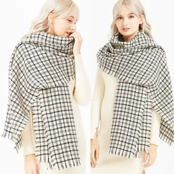 

Hirigin New Fashion Women Plaid Scarf 2019 Poncho Wraps Witner Scarf Shawl Checked Tartan Wrap Neck Stole Pashmina Soft