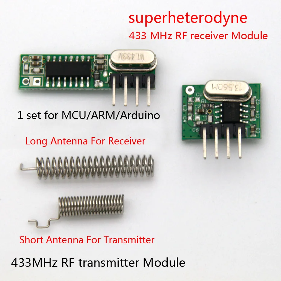 1 set RF module 433 Mhz superheterodyne receiver and transmitter kit with antenna For Arduino uno Diy kits 433mhz remote control
1 set RF module 433 Mhz superheterodyne receiver and transmitter kit with antenna For Arduino uno Diy kits 433mhz remote control