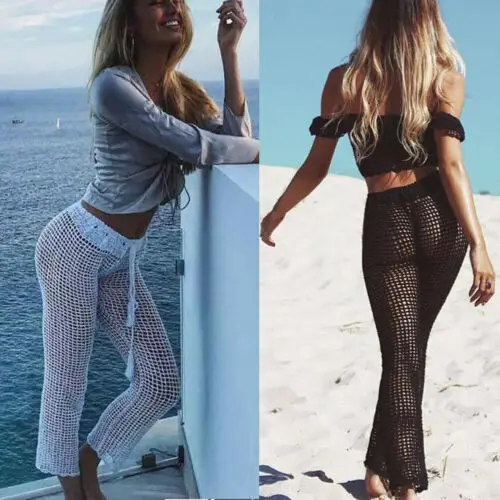 Hirigin Women Beach Cover Up Bandage Waist Pants Crochet Fishnet Hollow Out Mesh Wide Leg
Hirigin Women Beach Cover Up Bandage Waist Pants Crochet Fishnet Hollow Out Mesh Wide Leg