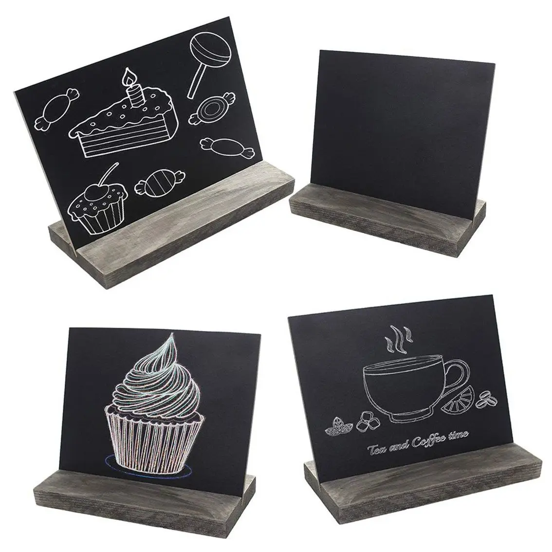 15.3x12.7x4.6cm Mini Tabletop Chalkboard Signs with Rustic Style Wood Base Stands, Set of 4,Include 3x chalks-SCLL
15.3x12.7x4.6cm Mini Tabletop Chalkboard Signs with Rustic Style Wood Base Stands, Set of 4,Include 3x chalks-SCLL