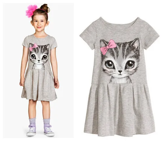 Hot New 2018 Summer Girls' Costumes, Cat Print Grey Powder, Two Color Girl Dress, Children's Clothing, 0~8 Years Old Children's
Hot New 2018 Summer Girls' Costumes, Cat Print Grey Powder, Two Color Girl Dress, Children's Clothing, 0~8 Years Old Children's