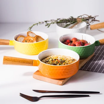 Japanese creative ceramic bowl wood handle color fruit salad noodle soup bowl breakfast household dinner tableware snack dish
Japanese creative ceramic bowl wood handle color fruit salad noodle soup bowl breakfast household dinner tableware snack dish