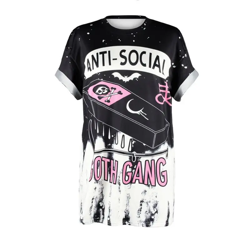 Women T-shirts Causal Black Gothic Hip Hop Plus Size Punk Straight Skull Letter Print Summer OL Ladies Female Fashion Tops
Women T-shirts Causal Black Gothic Hip Hop Plus Size Punk Straight Skull Letter Print Summer OL Ladies Female Fashion Tops