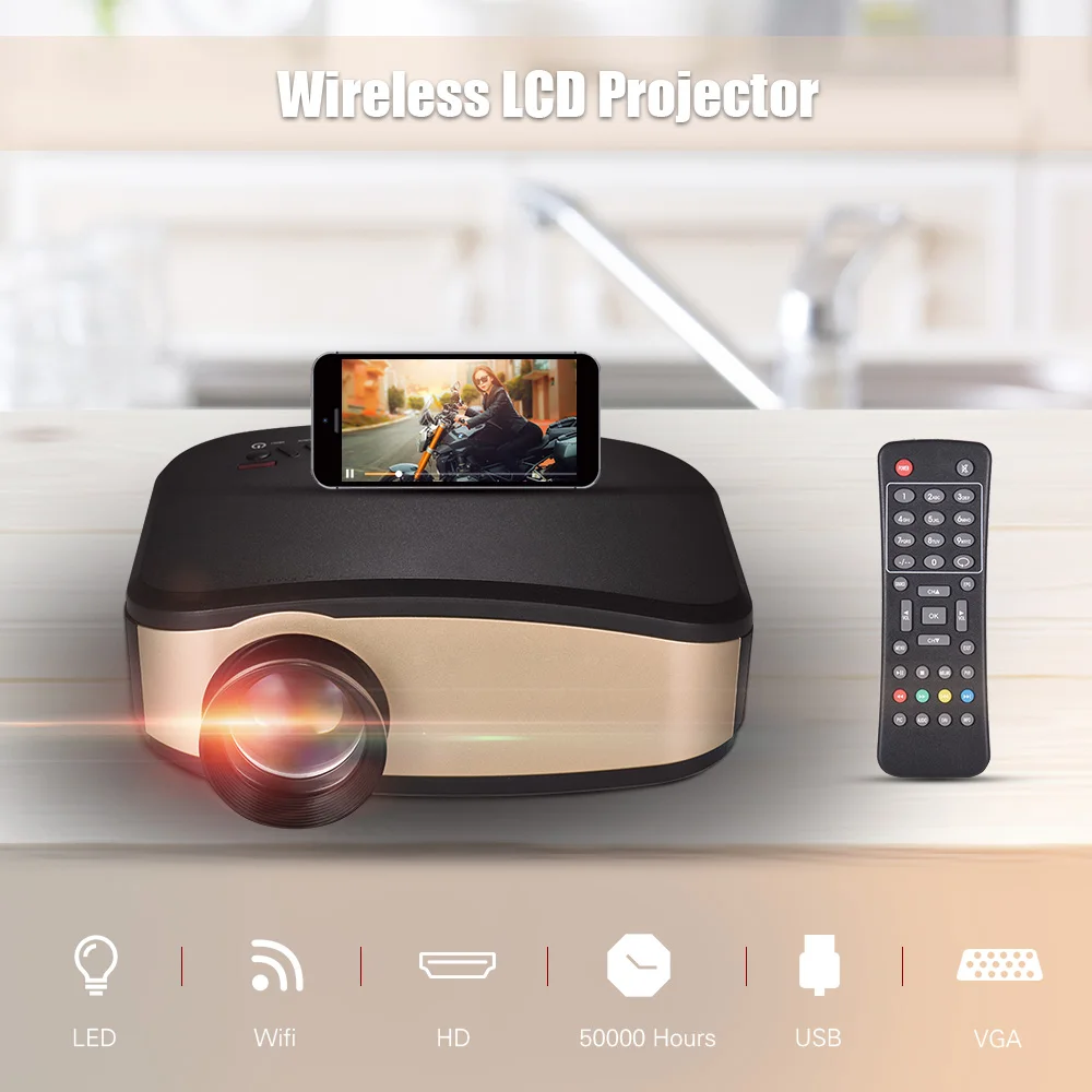 Wifi LCD Projector LED Portable Video Projector Can Synchronize Smart Phone Screen Support 1080P with USB HD VGA AV Input
Wifi LCD Projector LED Portable Video Projector Can Synchronize Smart Phone Screen Support 1080P with USB HD VGA AV Input