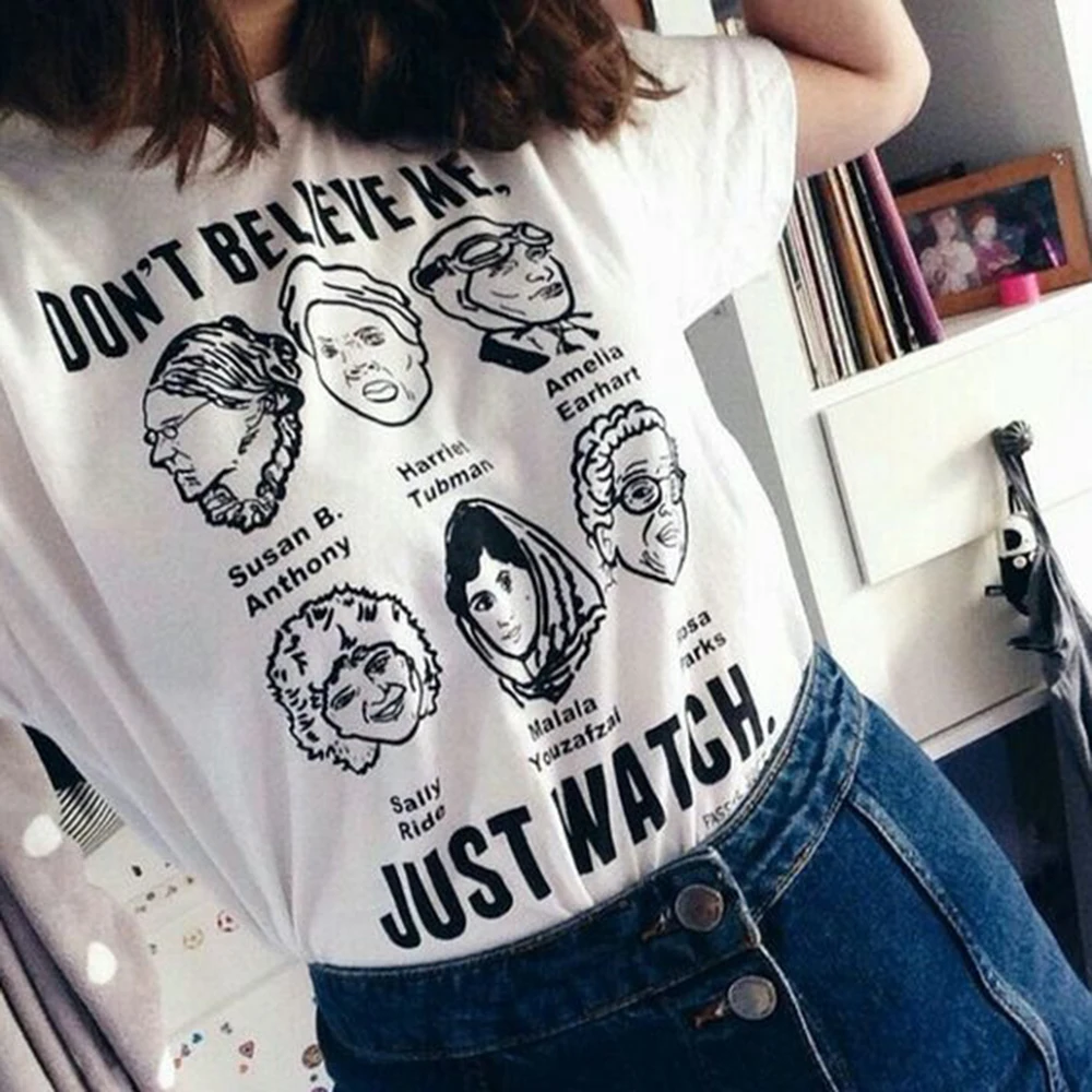 Don T Believe Me Just Watch Quotes Feminism T-Shirt Women Tumblr Fashion White Graphic Tee Causal White Tee Shirt Clothing
Don T Believe Me Just Watch Quotes Feminism T-Shirt Women Tumblr Fashion White Graphic Tee Causal White Tee Shirt Clothing