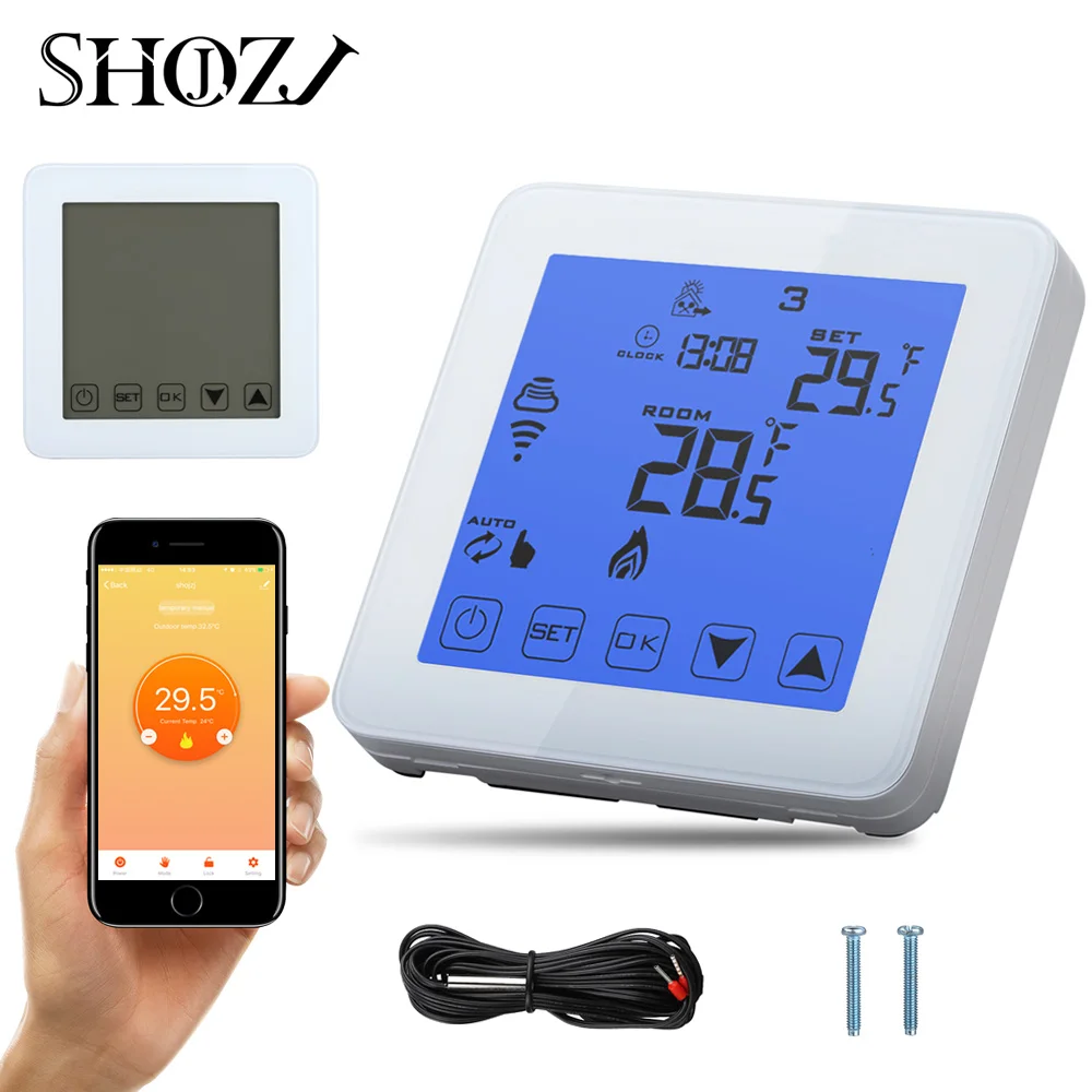 Alexa Google Home Wifi Energy Saving Thermostat Programmable Touch Screen Temperature Controller Electrical and Water Heating
Alexa Google Home Wifi Energy Saving Thermostat Programmable Touch Screen Temperature Controller Electrical and Water Heating