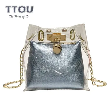 TTOU Fashion Women Transparent Composite Tote Bag Clear PVC Laser Ladies' Messenger Bag Holographic Female Shoulder Bucket Bag
TTOU Fashion Women Transparent Composite Tote Bag Clear PVC Laser Ladies' Messenger Bag Holographic Female Shoulder Bucket Bag