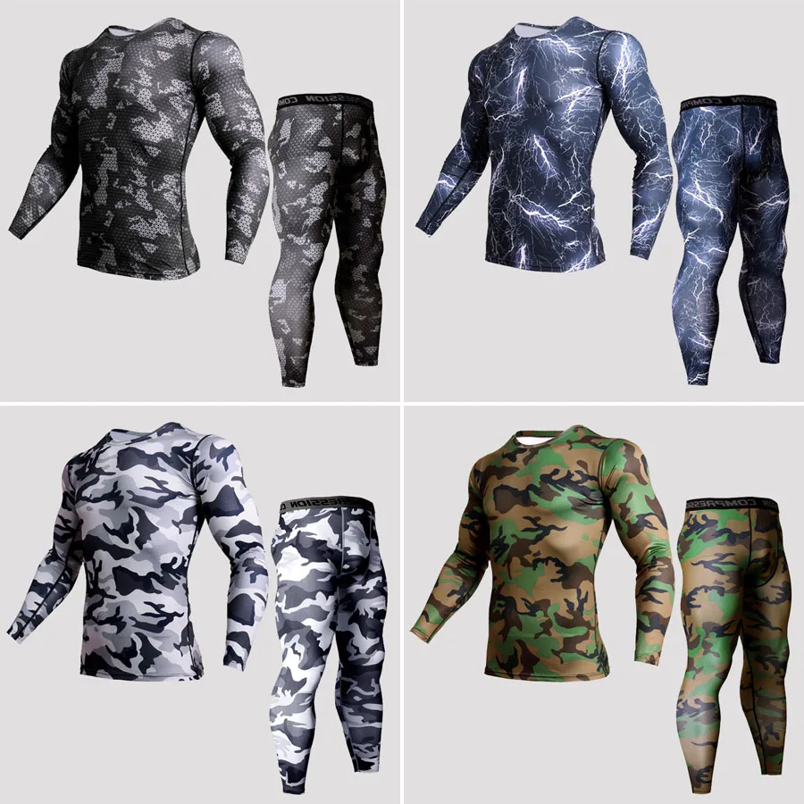 Men's Camouflage Riding Underwear Set Fitness Training Shirt + Leggings Quick-drying Tights Compression Clothing Rashgard Male
Men's Camouflage Riding Underwear Set Fitness Training Shirt + Leggings Quick-drying Tights Compression Clothing Rashgard Male