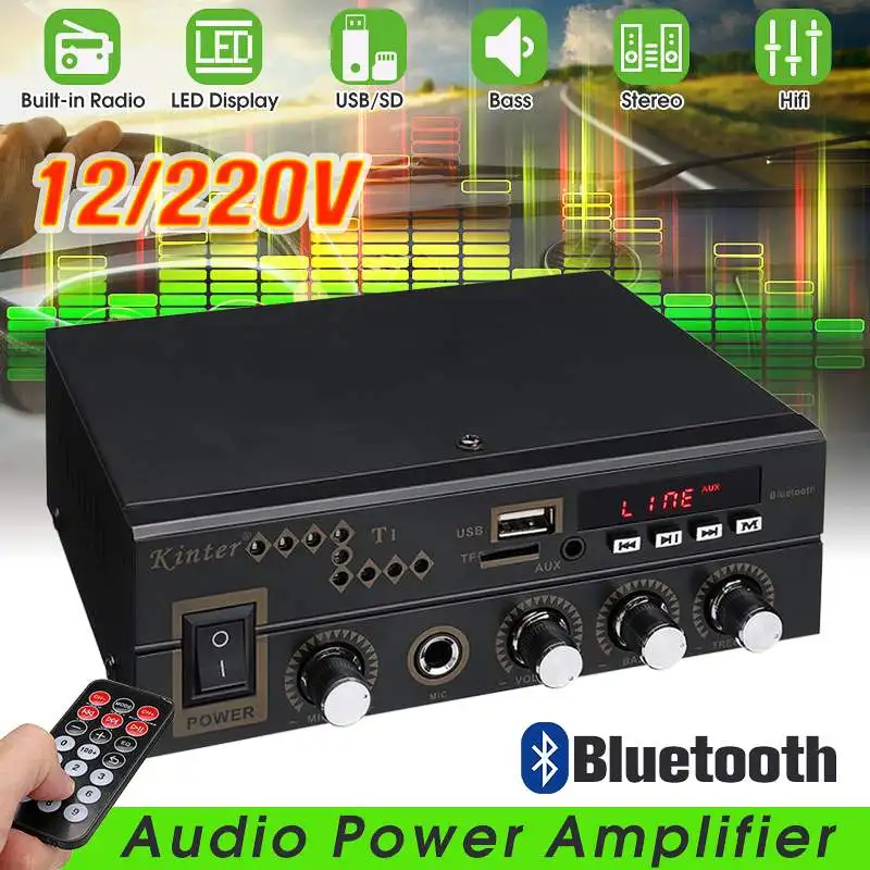 600W 12V/220V Watt Digital bluetooth Home Stereo Amplifier AMP TF FM USB Microphone Input Home Amplifier
600W 12V/220V Watt Digital bluetooth Home Stereo Amplifier AMP TF FM USB Microphone Input Home Amplifier