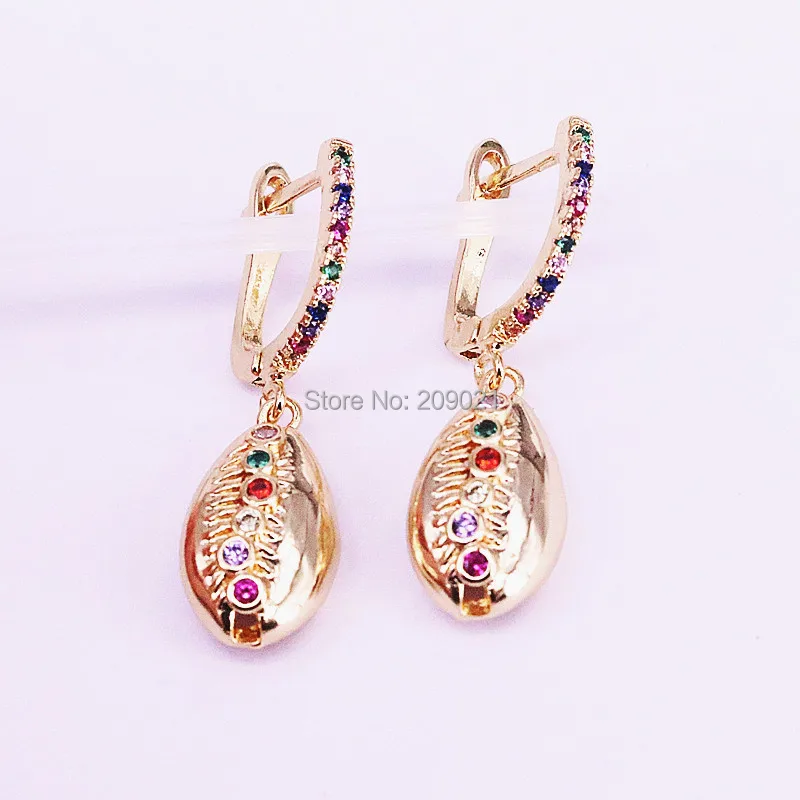 6Pair Gold Color Jewelry Fashion Colorful CZ Zircon paved conch shell shaped dangle earrings for women party jewelry
6Pair Gold Color Jewelry Fashion Colorful CZ Zircon paved conch shell shaped dangle earrings for women party jewelry