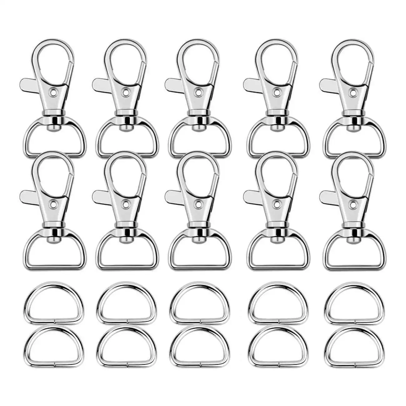 NHBR-60Pcs Swivel Snap Hooks And D Rings For Lanyard And Sewing Projects Inside Width 1 inch
NHBR-60Pcs Swivel Snap Hooks And D Rings For Lanyard And Sewing Projects Inside Width 1 inch