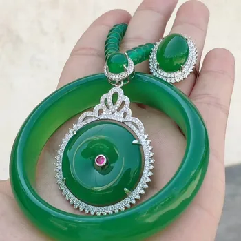 Koraba Free Certificate Natural Ice Green Jade Gemstone Bracelet 925 Silver Beads Lucky Long Necklace Ring Women Jewelry Set
Koraba Free Certificate Natural Ice Green Jade Gemstone Bracelet 925 Silver Beads Lucky Long Necklace Ring Women Jewelry Set