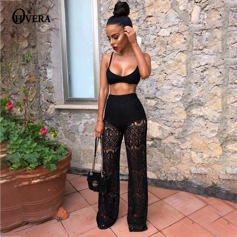 Ohvera Black Lace 2 Piece Set Women Spaghetti Strap CropTop And Wide Leg Pants Hollow Out Sexy Two Piece Set Summer Outfits
Ohvera Black Lace 2 Piece Set Women Spaghetti Strap CropTop And Wide Leg Pants Hollow Out Sexy Two Piece Set Summer Outfits