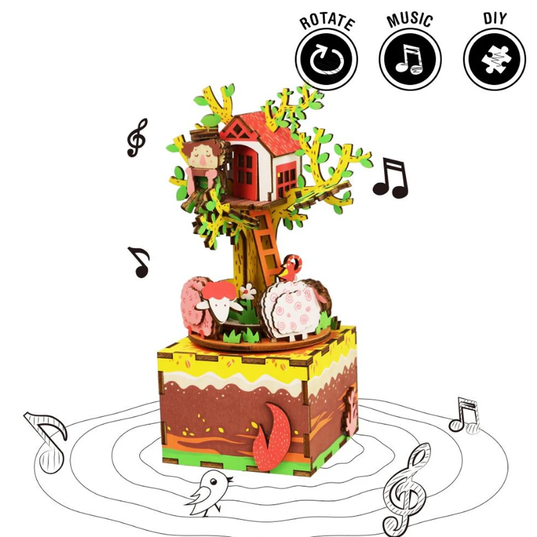 Singing Kid Sheep Tree House Theme 3D Model Building DIY Music Box Stem Toys for Home Decor Birthdays Christmas Present Gift
Singing Kid Sheep Tree House Theme 3D Model Building DIY Music Box Stem Toys for Home Decor Birthdays Christmas Present Gift