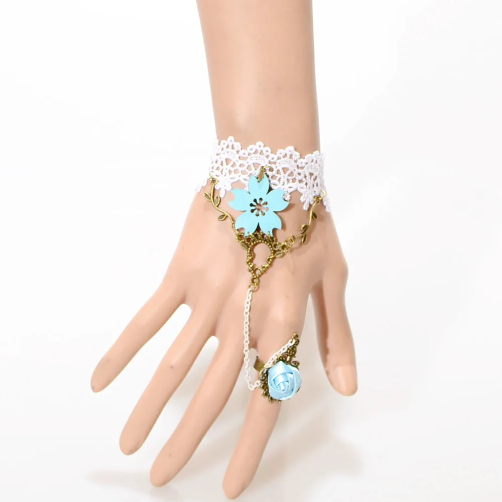 2019 New Elegant White Bridal Wedding Lace Bracelet for Women Blue Flower Charm Chain Statement Metal Jewelry
2019 New Elegant White Bridal Wedding Lace Bracelet for Women Blue Flower Charm Chain Statement Metal Jewelry