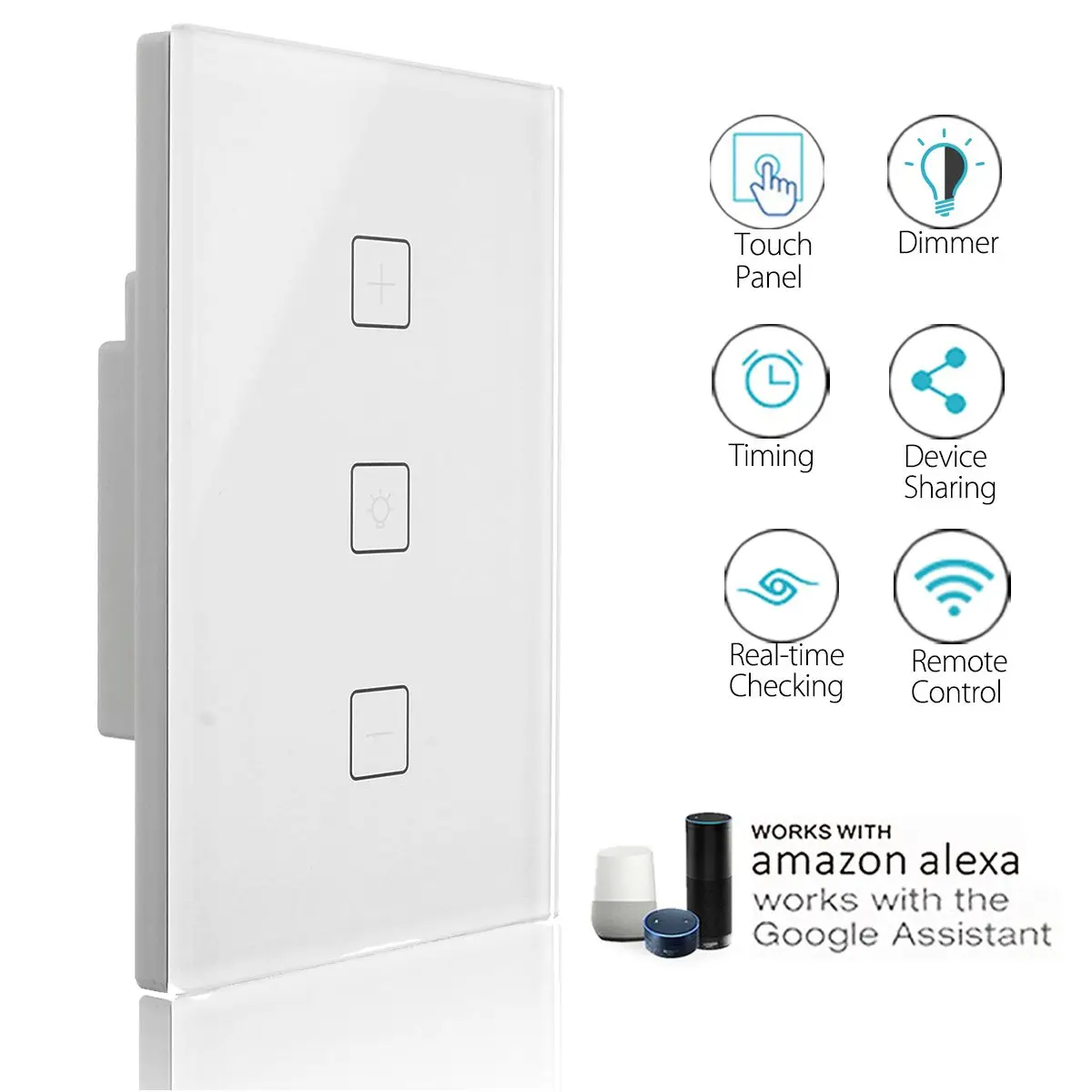 US Plug 100-240V Dimmer Wi-Fi Smart Touchs Wall Light Switch Panel Automation APP Works with Alexa/Google Home
US Plug 100-240V Dimmer Wi-Fi Smart Touchs Wall Light Switch Panel Automation APP Works with Alexa/Google Home