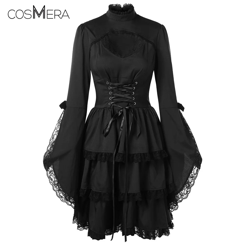 CosMera Gothic Dress Flare Sleeve Cut Out Lace Trim Stand Collar Long Sleeve Black Lace Dress Women Vestidos Female Fall Dresses
CosMera Gothic Dress Flare Sleeve Cut Out Lace Trim Stand Collar Long Sleeve Black Lace Dress Women Vestidos Female Fall Dresses