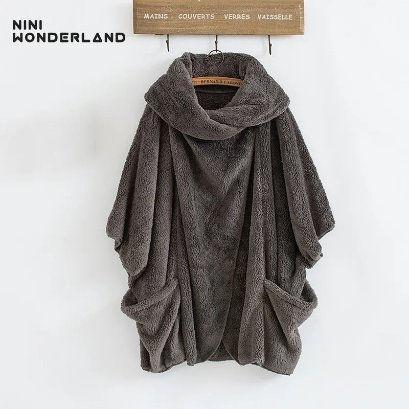 NINI WONDERLAND Autumn Winter Coat Women Fashion Batwing Half Sleeve Loose Jackets Female Casual Wool Blends Outwear Large Size
NINI WONDERLAND Autumn Winter Coat Women Fashion Batwing Half Sleeve Loose Jackets Female Casual Wool Blends Outwear Large Size