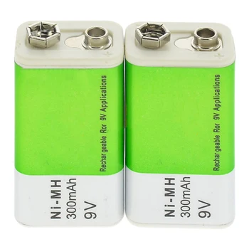 

2x Durable 9V 9 Volt 300mAh Green Ni-Mh Rechargeable Battery PPS block