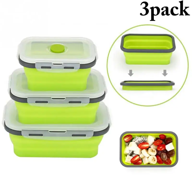 3PCS Food Container Silicone Collapsible Bento Lunch Box Silicone Food Box Food Storage Containers Keeping fresh Microwave
3PCS Food Container Silicone Collapsible Bento Lunch Box Silicone Food Box Food Storage Containers Keeping fresh Microwave