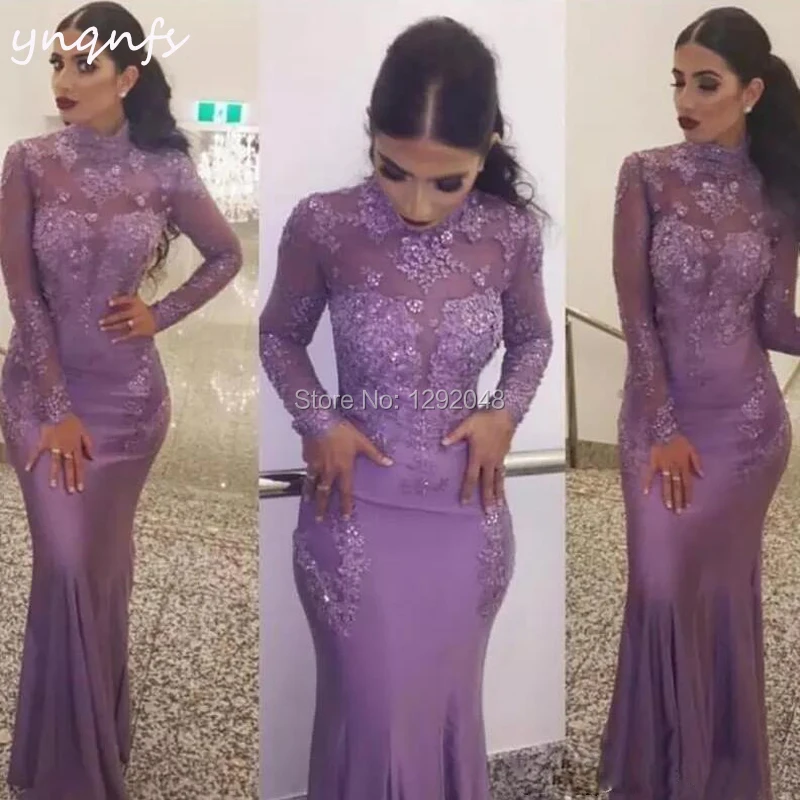 YNQNFS ED243 High Neck Long Sleeve Lace Appliques Jewel Beaded Lilac Vestidos Elegant Mermaid Women Dresses Evening Party 2019
YNQNFS ED243 High Neck Long Sleeve Lace Appliques Jewel Beaded Lilac Vestidos Elegant Mermaid Women Dresses Evening Party 2019