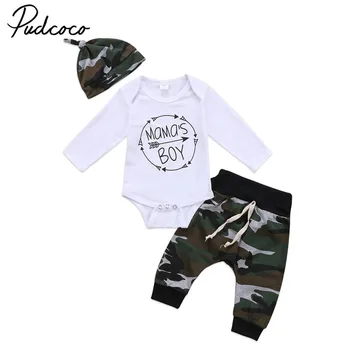 2018 Brand New 3Pcs Set Newborn Toddler Infant Baby Boy Long Sleeve Tops Romper Camouflage Pants Hat 3Pcs Kids Outfits Clothes
2018 Brand New 3Pcs Set Newborn Toddler Infant Baby Boy Long Sleeve Tops Romper Camouflage Pants Hat 3Pcs Kids Outfits Clothes