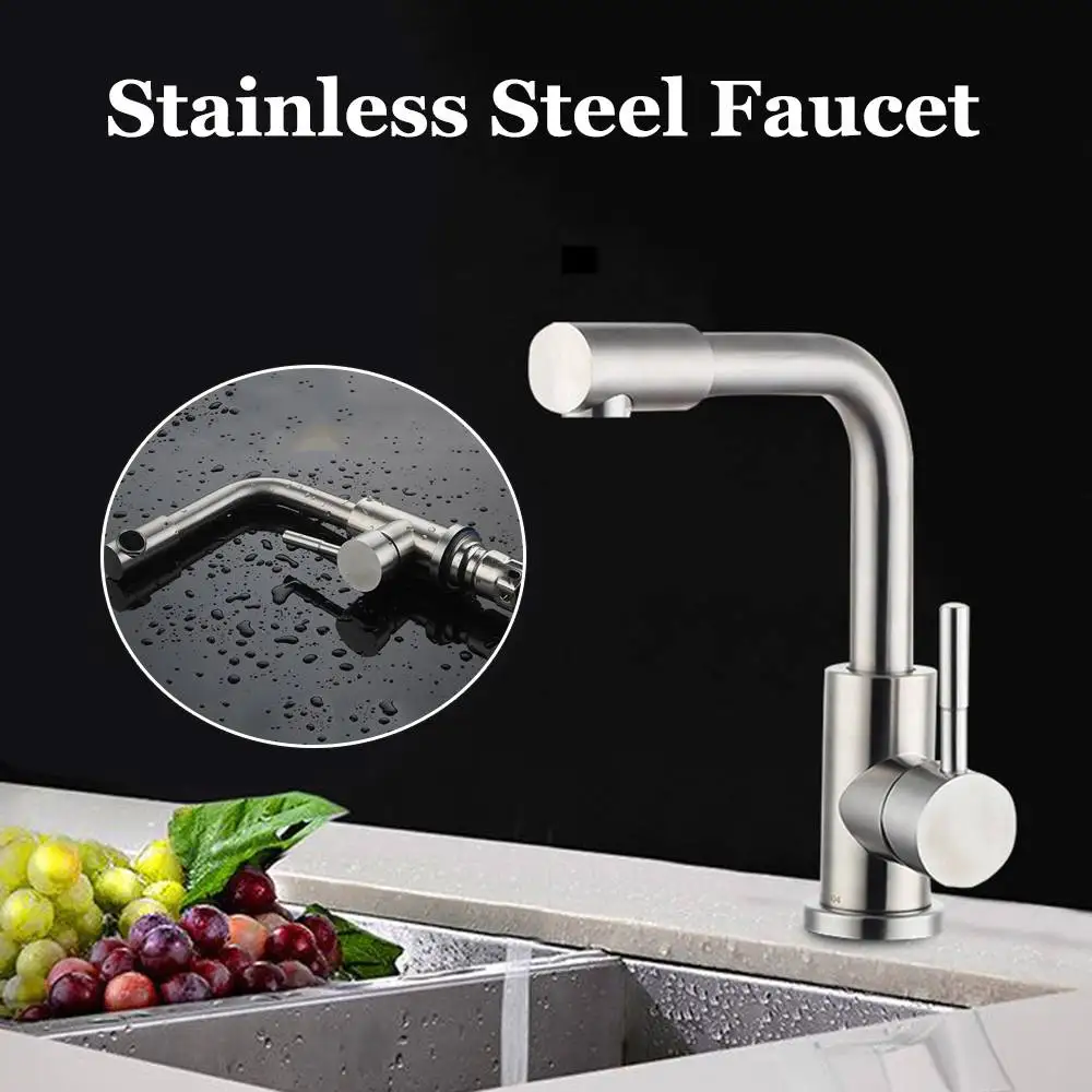 New Hot And Cold Kitchen Faucet Stainless Steel Brushed Process Basin Faucet 360 Degree Rotation Kitchen Fixture Improvement
New Hot And Cold Kitchen Faucet Stainless Steel Brushed Process Basin Faucet 360 Degree Rotation Kitchen Fixture Improvement